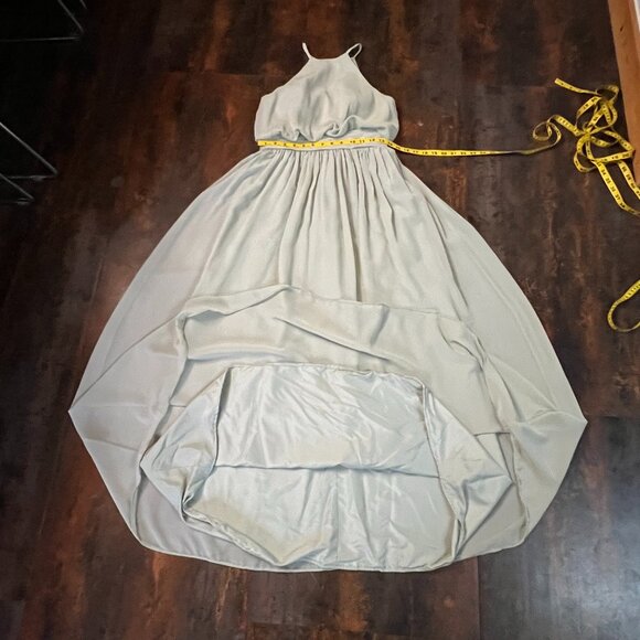 JJ's House Pale Sage Lined Sleeveless Halter Bridesmaid/Prom Gown w/Sash Sz 2 - Picture 11 of 13